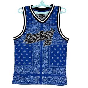 NWT Dogg Supply Men's Royal‎ Blue Mesh Bandana Basketball Jersey Tank Size Small